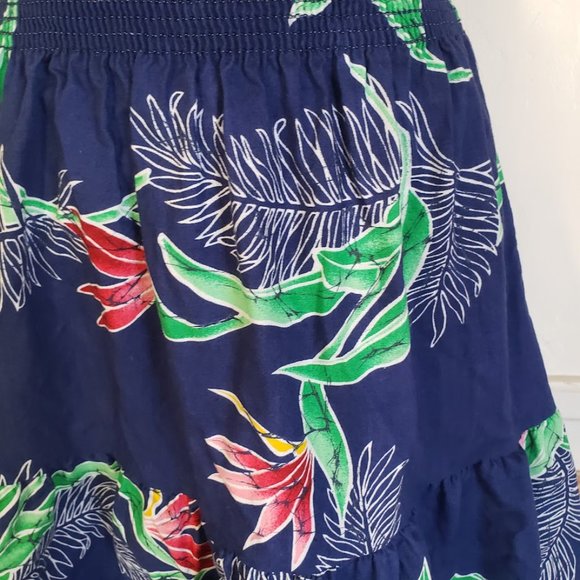 Sand Pebble of Hawaii Womens Sundress Medium Blue Bird of Paradise Print 70s USA - Picture 6 of 10